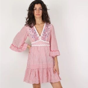 Saloni June Embroidered ruffled mini dress Size 8